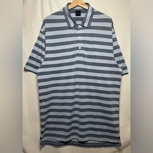 Dunning Golf High-Low Blue Gray Striped Polo Shirt Size Large